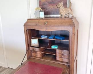 beautiful french antique secretary with leather blotter and storage