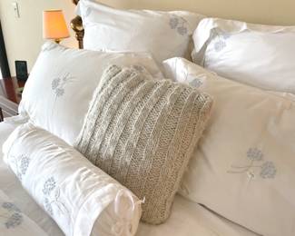 Irish linen bedding set, queen size, plus comforters and down pillow beds, pillows, european pillows & shams