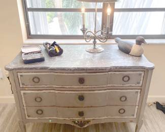 painted antique marble top dresser