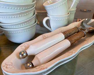 pottery barn every day dishes with raised dot pattern