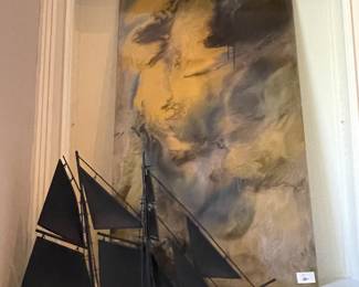 Black metal sailboat, art
