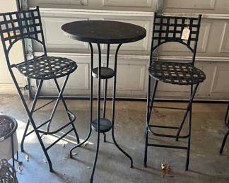 Wrought Iron Bistro tall table w/2chairs