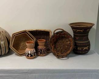 Wicker Baskets And Vases