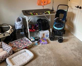 Dog Grooming Mystery Lot With Dog Beds, Extra Small Cage, Playpen, Carriers, And More
