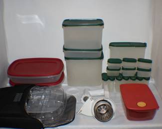 KitchenAid Attachments Slicer and Shredder Grinder along with used Tupperware Accessories