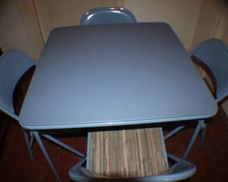 Lightblue Card Table with 4 Chairs