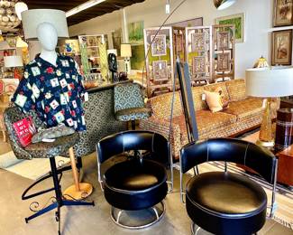 VINTAGE SWIVEL LEATHER CHAIRS