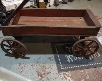 Vintage wagon with cast iron wheels 
