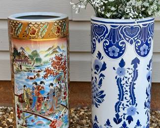 Ceramic umbrella stands.