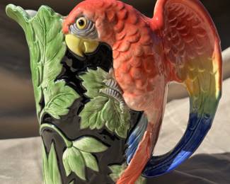 Fitz and Floyd ceramic macaw pitcher.
