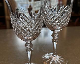 Galway crystal red wine and white wine glasses, four of each available.
