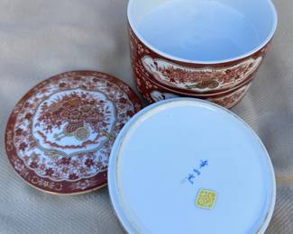 Vintage Japanese three-tiered lidded trinket / candy dish.