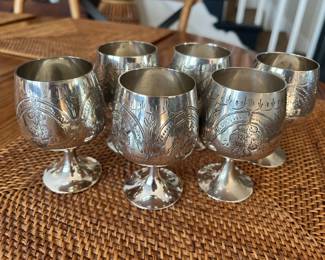 Set 6  silver plated goblets
