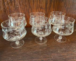 Set 6 vintage etched desserts