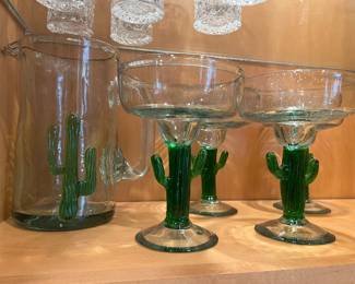 Set 4 Cactus Glasses and Pitcher