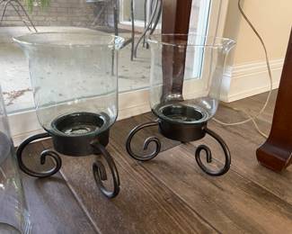 Wrought Iron Hurricane Candle Holders