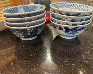 Blue and white bowls