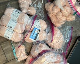 Partially started pink Knitting project