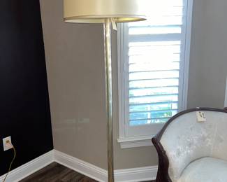Very Tall Glass Floor Lamp with Gold Flecks in the glass 