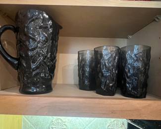 Vintage Green glasses and pitcher