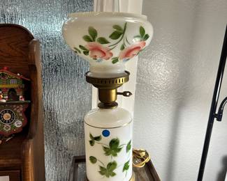 Floral Glass Lantern Lamp