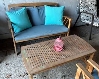 Wood Loveseat and Table