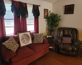 Love Seat & Leather Recliner