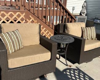 Outdoor wicker chairs with cushions 