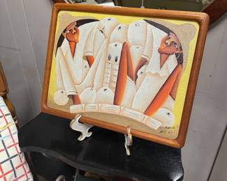 Signed Vtg Mexican 14" Oil on Canvas