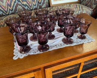 Vintage FOSTERIA Purlple Jamestown Glass Stemware