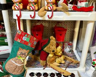 Vintage Bear Candy Cane Mantle Stockiing Holders