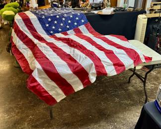 96" x 72" Large Vintage Embroidered USA Cloth Flag