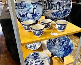 Blue and White Plates and Cups