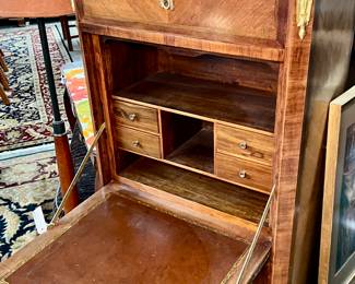 Antique marble top four drawer chest with writing desk