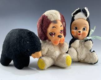 Vintage Plush Rubber Face Straw Filled Toys, Japan