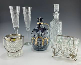Vintage Tilso Musical Cobalt Decanter, Lenox Crystal Flutes And More