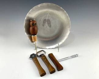 Vintage McLouth Handmade Stainless Steel Pine Cone Dish Bar Tool Set