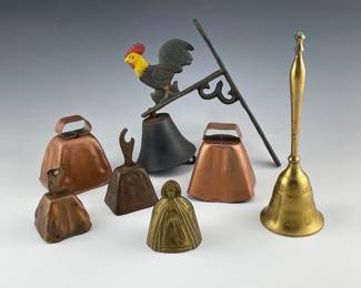 Vintage Copper, Brass And Cast Iron Bell Collection 