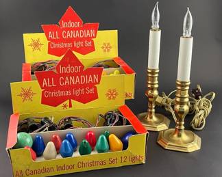 Vintage Christmas Lights Solid Brass Candlestick Lights