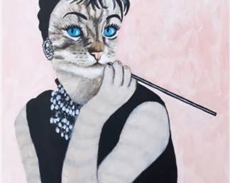 Audrey Hepburn Breakfast at Tiffanys Anthropomorphic Pop Art by Coco de Paris, Hand Signed 