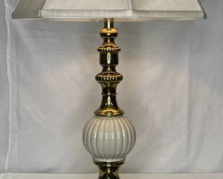 Vintage Brass Stiffel Lamp With Porcelain Sphere Shape