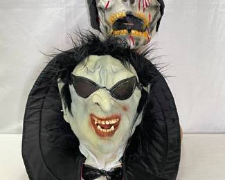 Dracula With Cloak and Vintage Topstone Skeleton Halloween Vinyl Masks