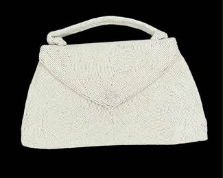 Saks Fifth Avenue European White MicroBead Handbag 