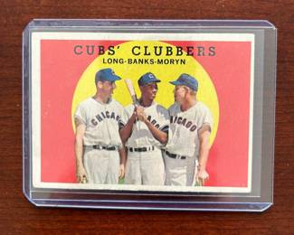 1959 Topps Baseball Card Cubs Clubbers Ernie Banks