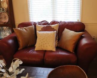 Leather Loveseat Wine COLOR so SOFT!! 