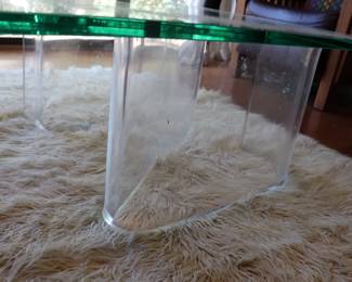 Jeffrey Bigelow Style Mid Century Modern Lucite Base Coffee Table