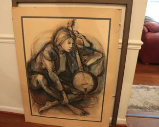 Angel of Bleecker Street Vintage 1960s Turner Print 35 x 24" Boho Art By Sheldon Schoneberg