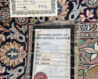 13.	BR2	SILK		RUNNER		127” x  30”	
	Certified Carpet of 100% Natural Silk Pile-Made in India-
	Central Silk Board Govt. of India New Delhi