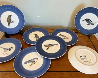 Marcel Guillot Bird Plates - Set of 8 -  France (8”),