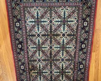 RUG #9.	UPSTAIRS  HALLWAY		 	  62”  x  43”	Wool & Silk-100% wool pile-Desc. Qum-                            
      Rug No. 1018457